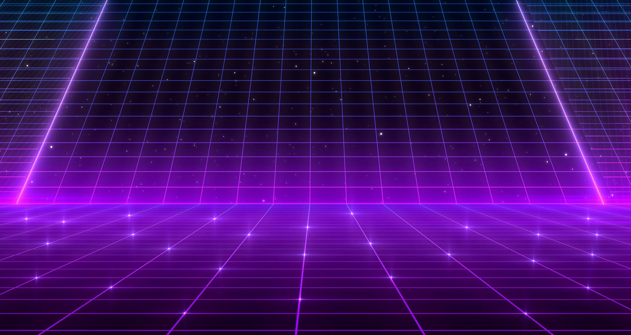 Retro Sci-Fi Background Futuristic Grid Landscape